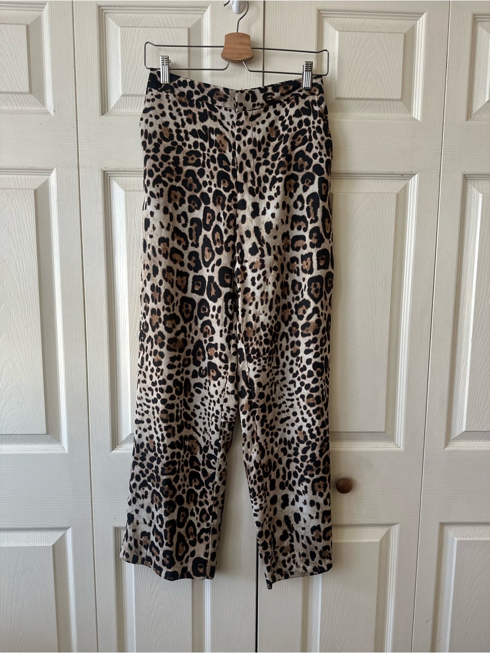 Zara Leopard Print Wide-Leg Loose Fit Pants in Brown Black Effortless Chic Sz Sm - Picture 4 of 11